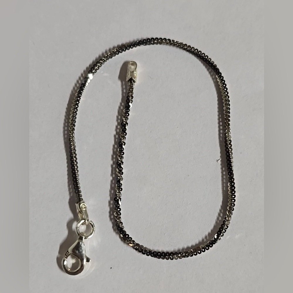 7” Two-Tone Black Rhodium Plated Sterling Silver Twisted Rock Bracelet